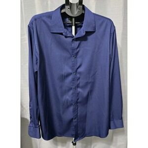 Flex Men's XL-Tall Dark Blue Long-Sleeve Button-Down Dress Shirt